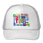 Multicolored squares and rectangles trucker hats