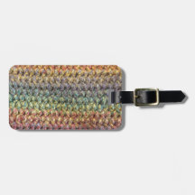Multicolored striped knitted crochet bag tag