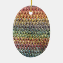 Multicolored striped knitted crochet christmas ornaments