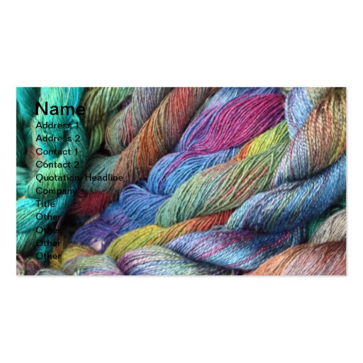 multicoloured hand dyed wool for sale business card (front side)