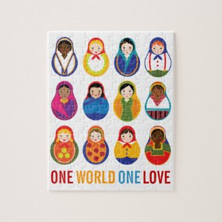 Multicultural Nesting Dolls One Love puzzle
