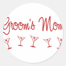 MultiMartini-GroomsMom-Red Round Sticker