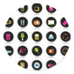Multimedia and digital equipment round stickers