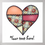 Multiolor Padded Quilted Stitched Heart -03 posters