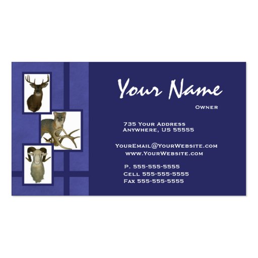 Multiple Animal Taxidermy Business Cards ~D2 Blue (front side)