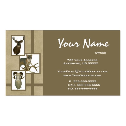 Multiple Animal Taxidermy Business Cards ~ D2 Tan (back side)