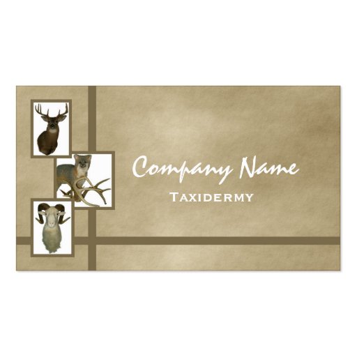 Multiple Animal Taxidermy Business Cards ~ D2 Tan (front side)