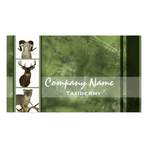 Multiple Animal Taxidermy Business Cards ~ Green (front side)