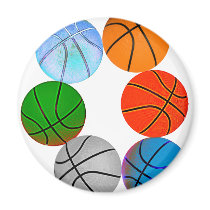 Multiple Basketballs Refrigerator Magnets