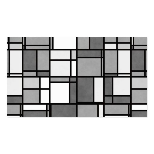 Multiple Gray White Mondrian Inspired Pattern Business Card Templates (back side)