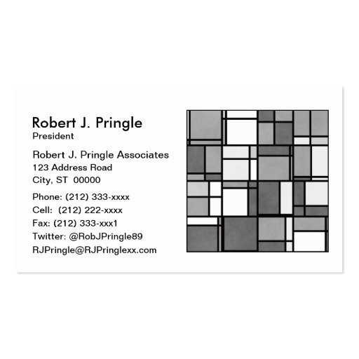 Multiple Gray White Mondrian Inspired Pattern Business Card Templates (front side)