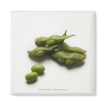 multiple green edamame beans with pea pod broken magnet