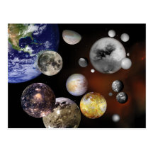 Multiple Moons Space Art NASA Postcard