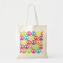 Multiple Multicolor Peace Signs Bags
