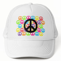 Multiple Multicolor Peace Signs Trucker Hat