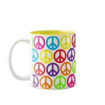 Multiple Multicolor Peace Signs Mugs