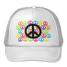 Multiple Multicolor Peace Signs Trucker Hat
