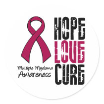 Multiple Myeloma Cancer Hope Love Cure Ribbon stickers by giftsforawareness Multiple Myeloma Cancer Hope Love Cure Ribbon stickers
