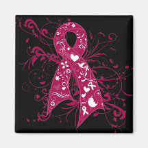 Multiple Myeloma Floral Swirls Ribbon Fridge Magnet