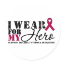 Multiple Myeloma Hero Ribbon stickers by cancerapparel Multiple Myeloma Hero Ribbon stickers