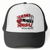 Multiple Myeloma PEACE LOVE CURE 1 Trucker Hat