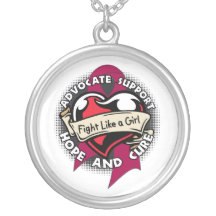 Multiple Myeloma - Tattoo Heart Fight Like A Girl Necklace
