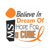 Multiple Sclerosis BELIEVE DREAM HOPE Round Stickers