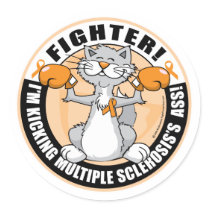 Multiple Sclerosis Boxing Cat Stickers