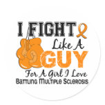 Multiple Sclerosis Fight Like A Guy 15 Round Sticker