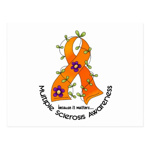 Multiple Sclerosis FLOWER RIBBON 1 Postcard