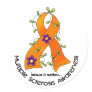 Multiple Sclerosis FLOWER RIBBON 1 Round Stickers