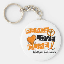 Multiple Sclerosis PEACE LOVE CURE 1 Key Chains
