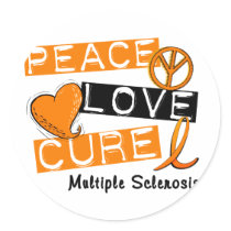 Multiple Sclerosis PEACE LOVE CURE 1 stickers
