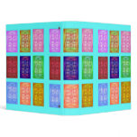 Multiple Silk Screen Squares on Aqua Vinyl Binder
