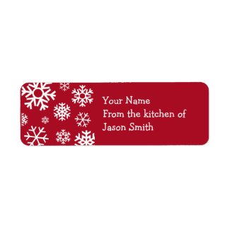 Multiple Snowflakes Address Label (Burgandy) label