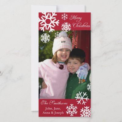 Multiple Snowflakes Christmas Photocard (Burgandy) Photo Cards