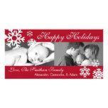 Multiple Snowflakes Christmas Photocard (Burgandy) Customized Photo Card