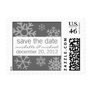 Multiple Snowflakes Save The Date Postage (Gray)