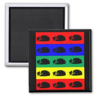 Multiple Tabby Cat Pop Art (Black) Magnet