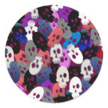 multiskull pileup round sticker