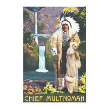 Multnomah Falls, OregonChief Multnomah Stretched Canvas Prints