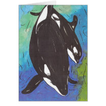 Mum and Bub Orcas Card