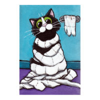 Mummified - Whimsical Cat Print print