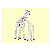 mummy and baby giraffe postcards