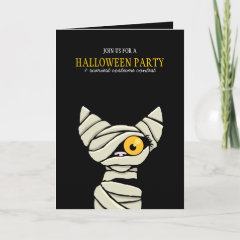 Mummy Cat Halloween Costume Party Invitation Card card