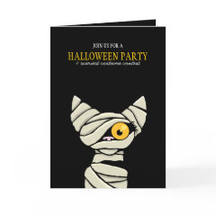 Mummy Cat Halloween Costume Party Invitation Card card