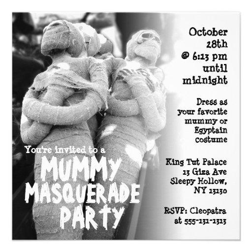 Mummy Masquerade Halloween Party Invitation