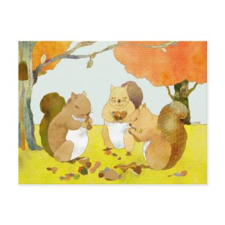 Munching Squirrels Postcard postcard