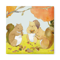Munching Time: Little Squirrels' feast Refrigerator Magnets