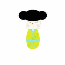 Muñeca de Kokeshi con el kimono amarillo Escultura Fotografica